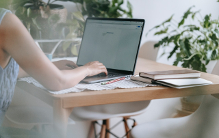 woman using laptop